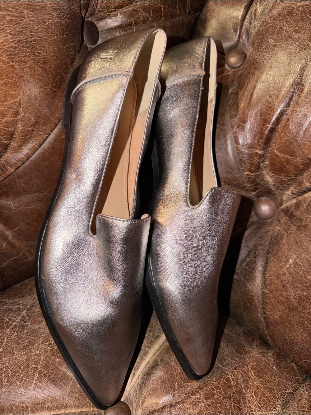 Frye Metallic Bronze Slip-On Loafers